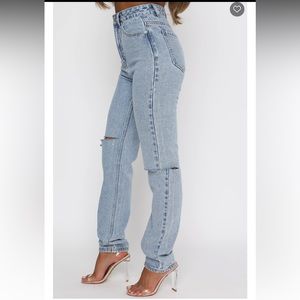 White Fox She’s All That Straight Leg Denim Blue Washed Size L